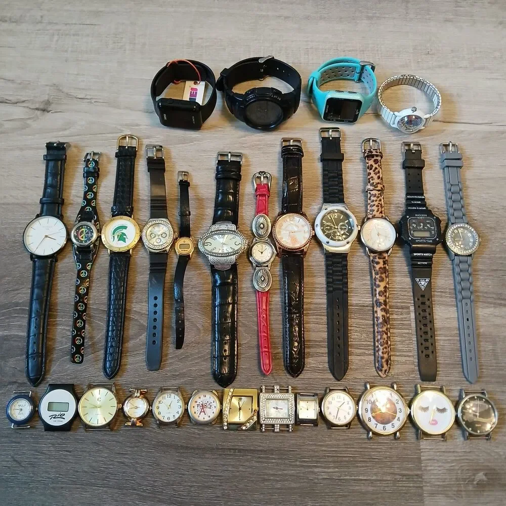Huge Watch Lot of 25+ Mixed Brands Vintage & Modern Parts/Repair Untested-A2